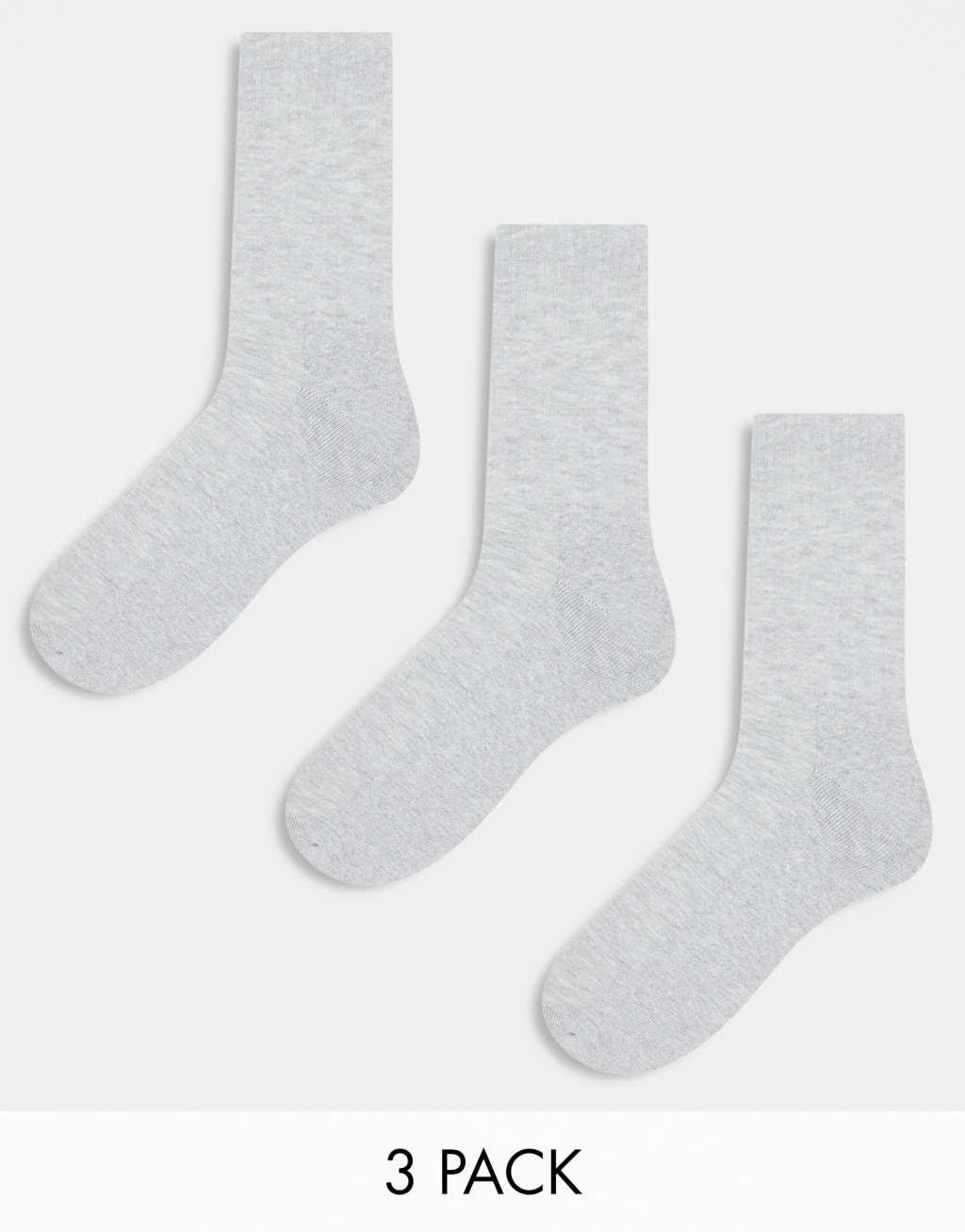 ASOS DESIGN 3-pack socks in gray Product Image