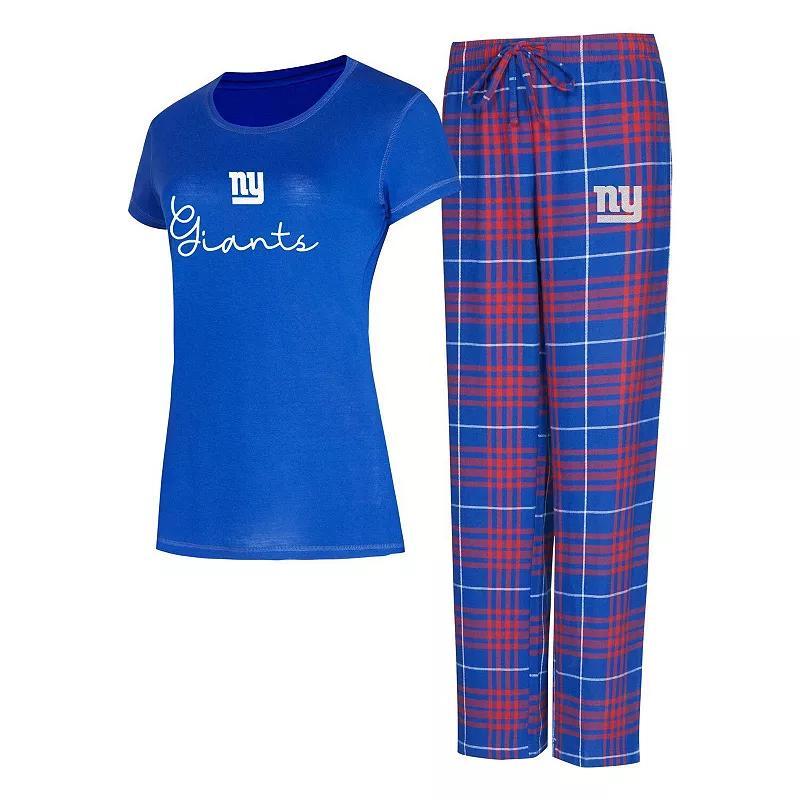 Womens Concepts Sport New York Giants Vector T-Shirt & Flannel Pants Sleep Set Product Image