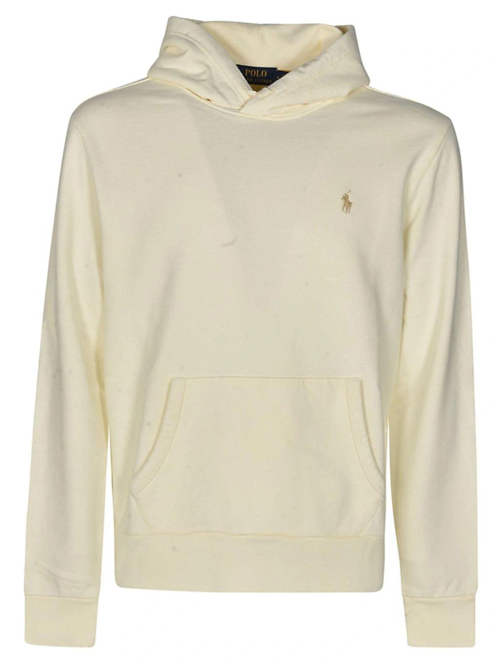 Pony Embroidered Drawstring Hoodie In White Product Image