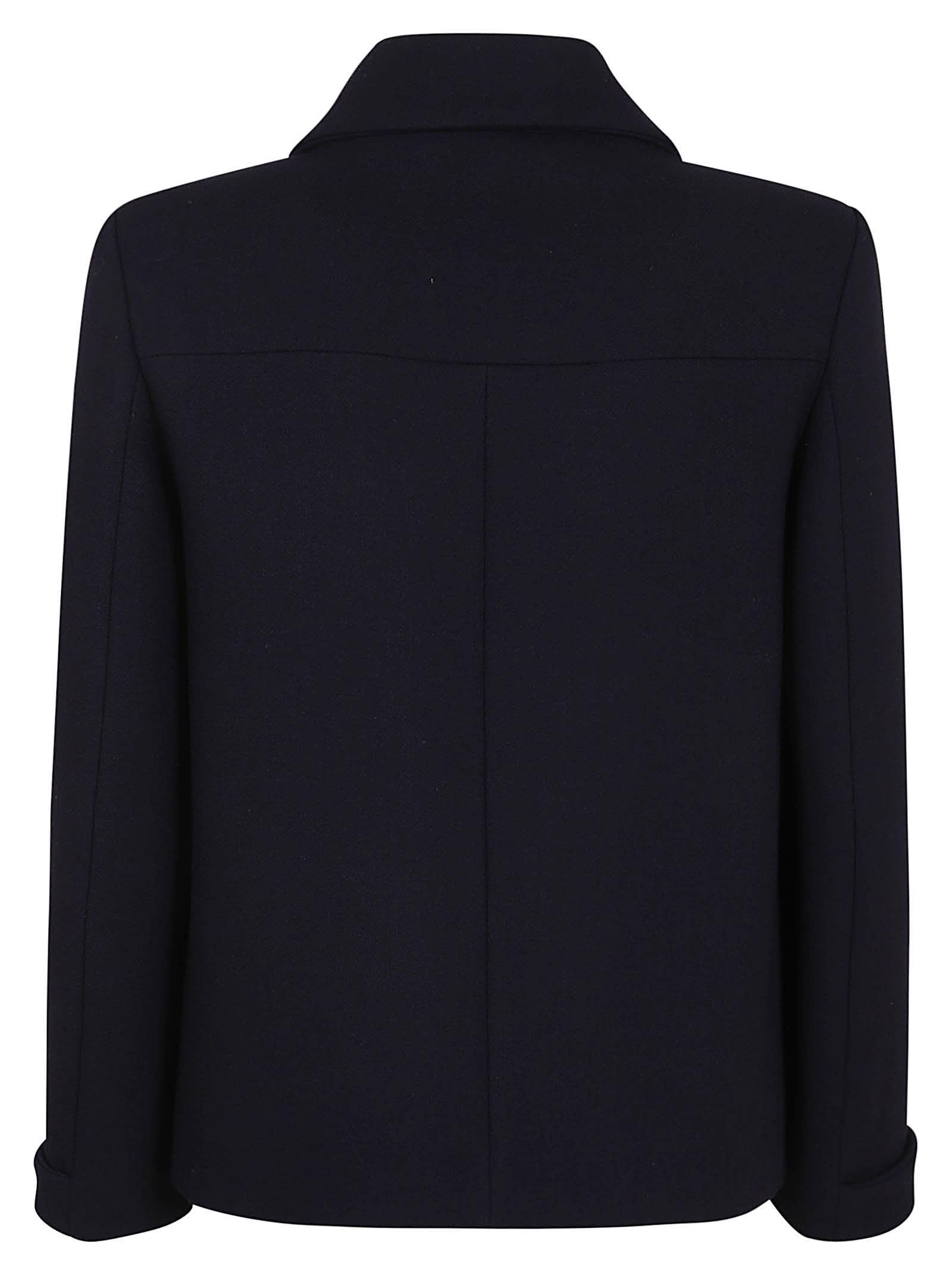 VALENTINO Elegant Double Crepe Wool-blend Jacket In Navy Product Image