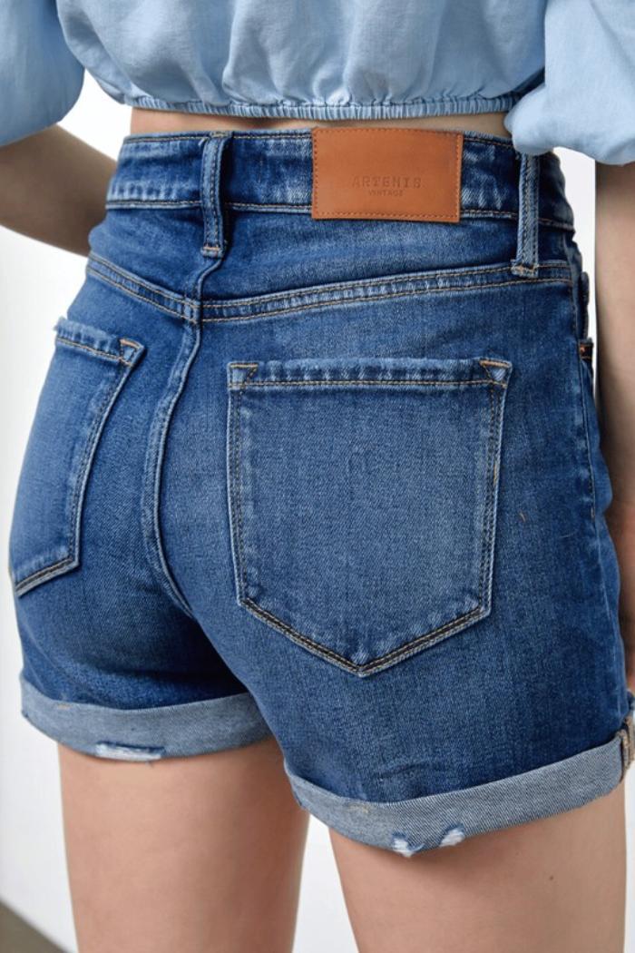 Double Cuffed Denim Shorts Product Image