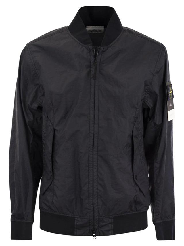 Zip Up Bomber Jacket In Black Product Image