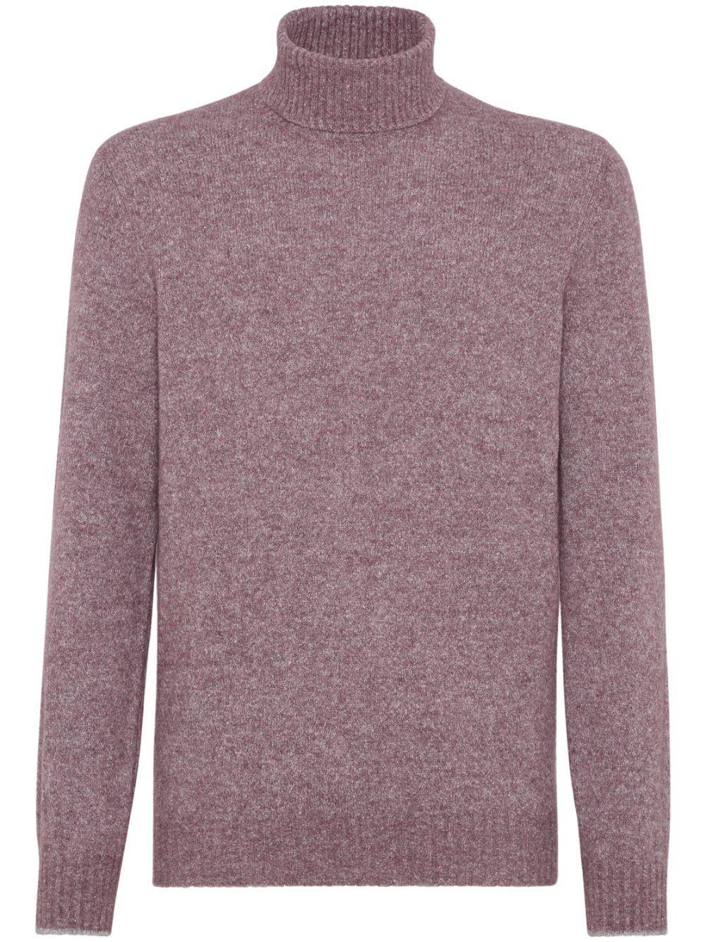 BRUNELLO CUCINELLI Alpaca-blend Flecked Rollneck Sweater In Light Purple Product Image