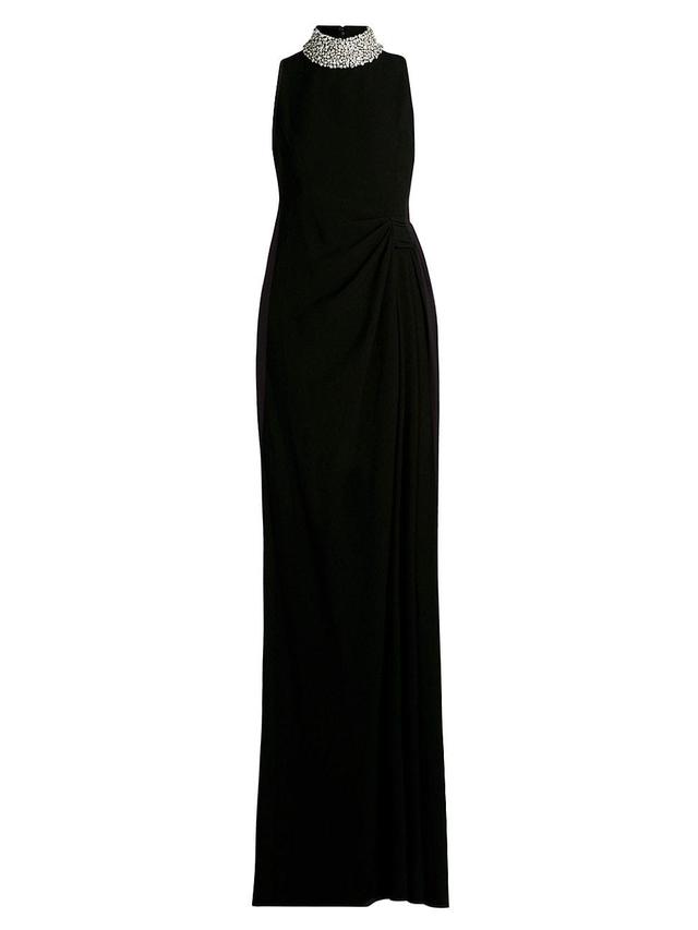 Womens Rhinestone Embellished Mock Neck Gown Product Image