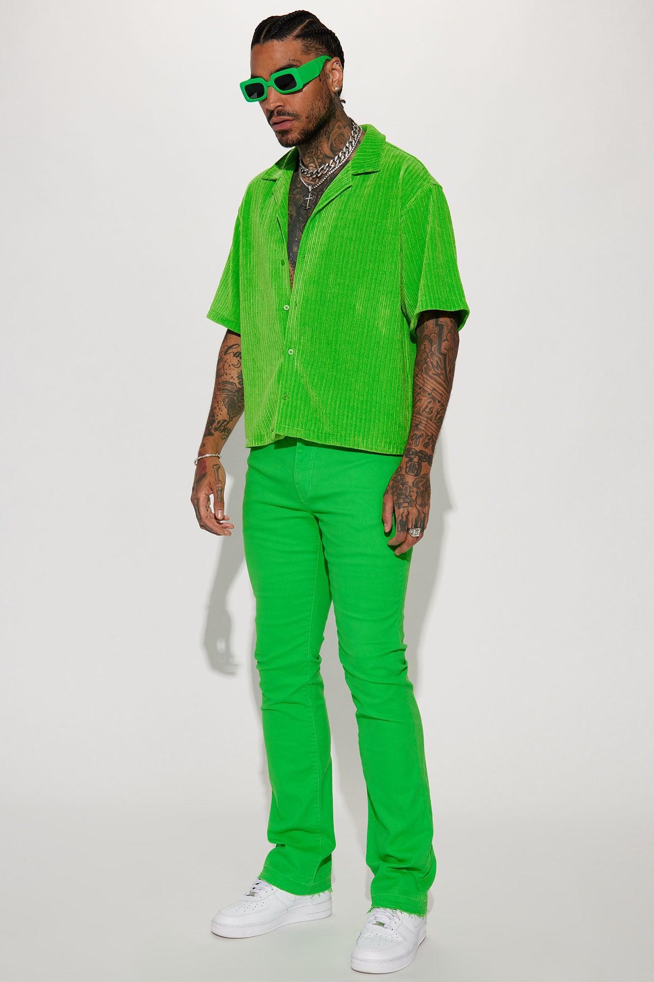 Front Row Textured Button Up Shirt - Green Product Image