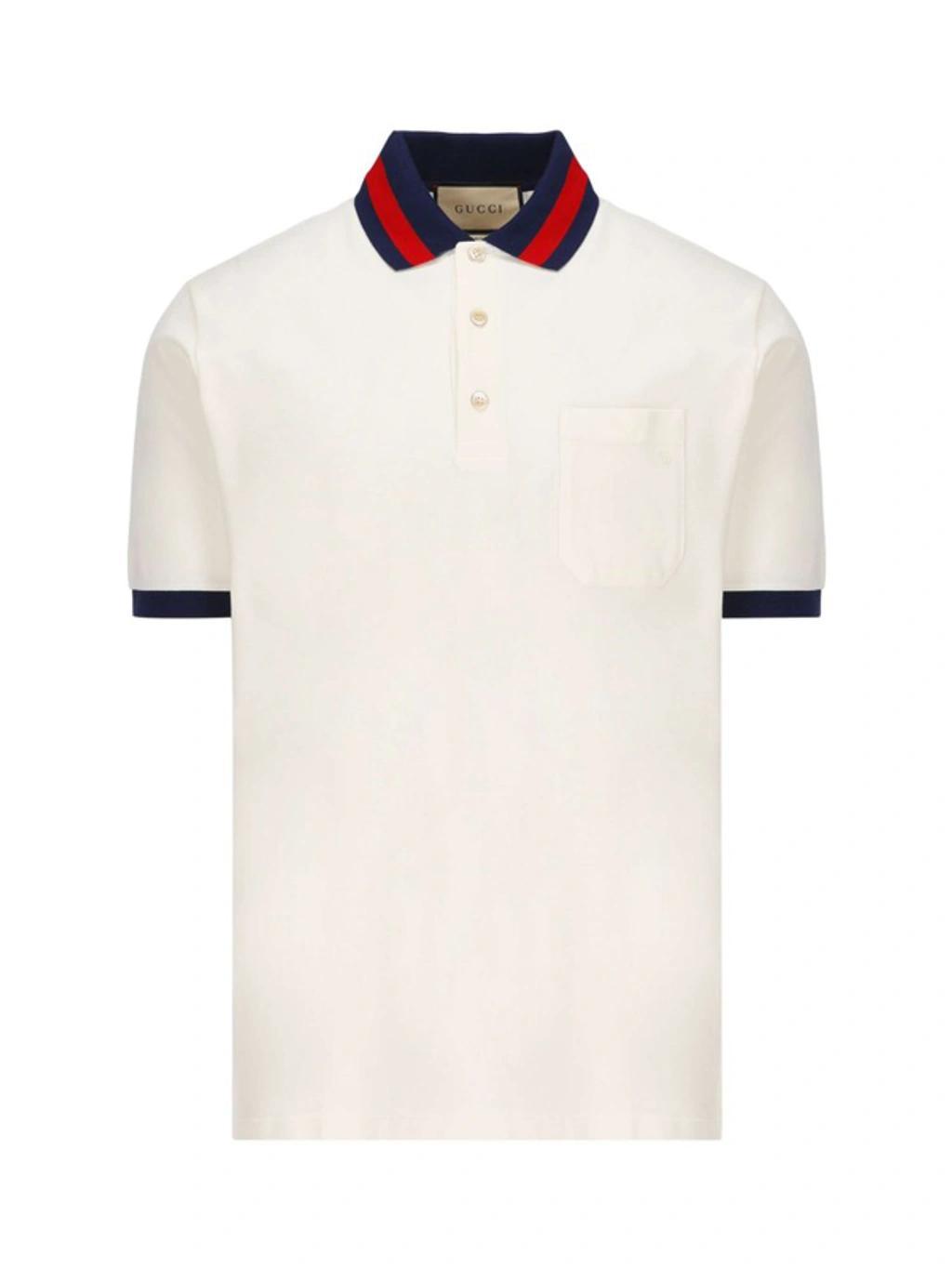 GUCCI Polo Con Colletto Web In Milk,multicolor Product Image