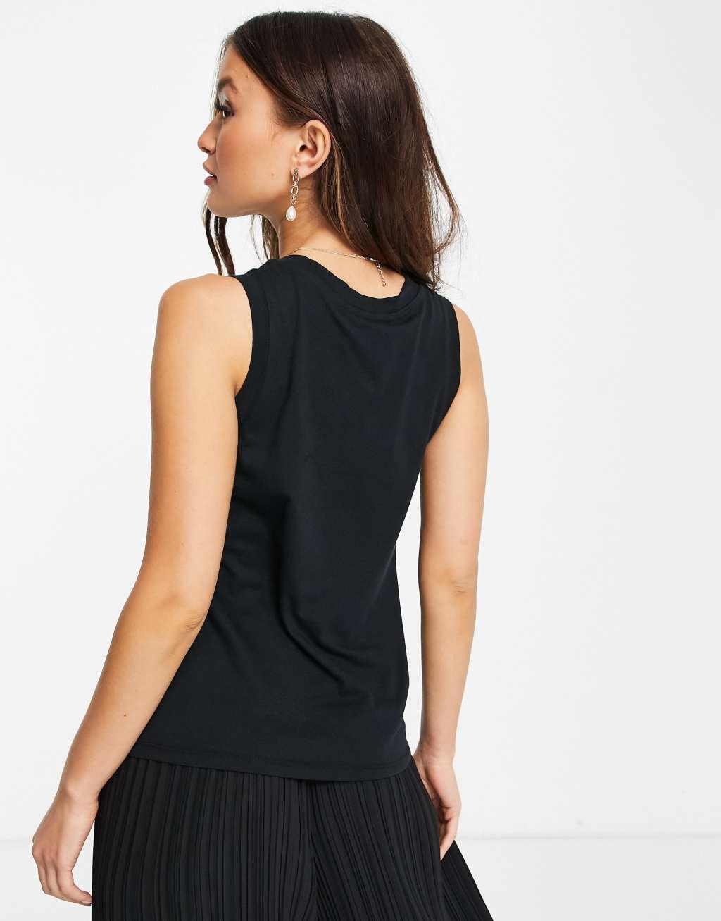 Mango cotton tank top in black - BLACK Product Image