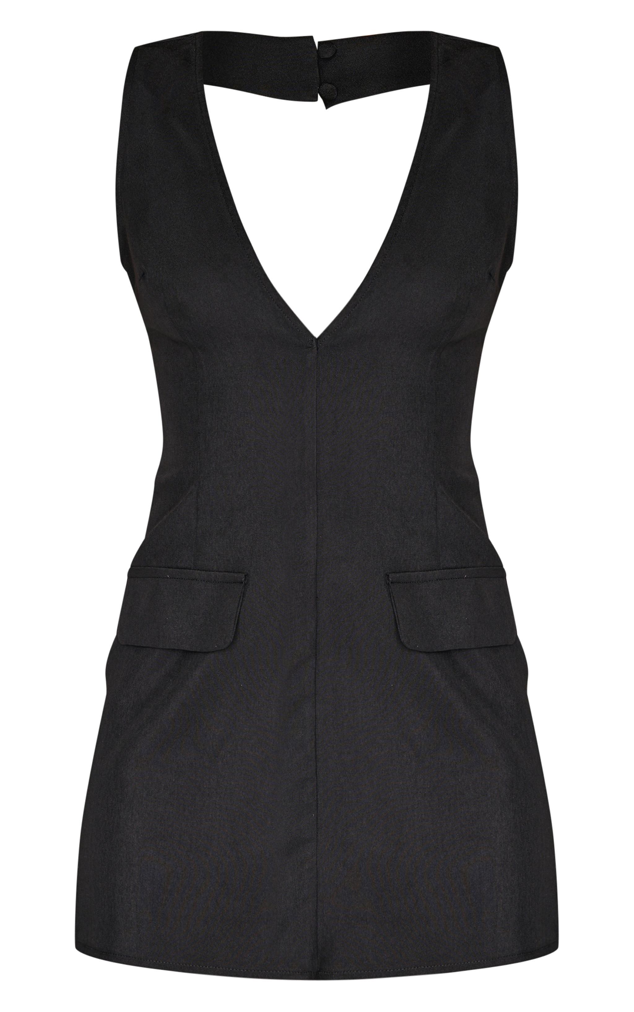 Black Plunge Pocket Detail Mini Dress Product Image