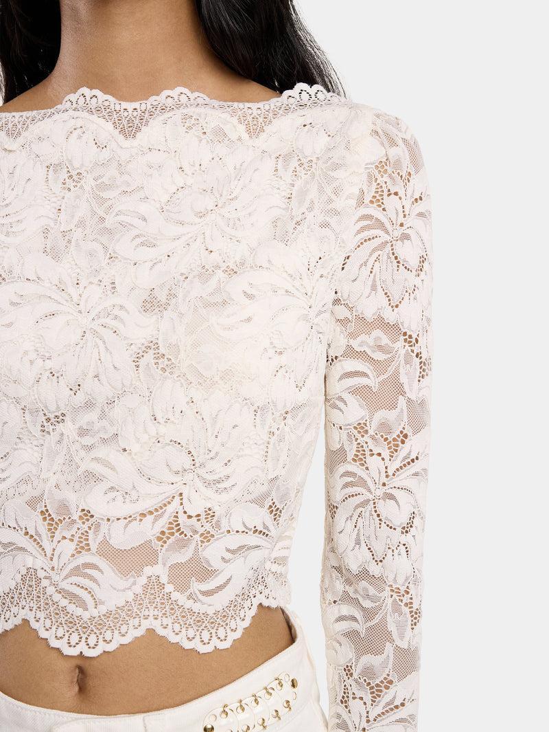 IVORY CROP TOP IN LACE Product Image