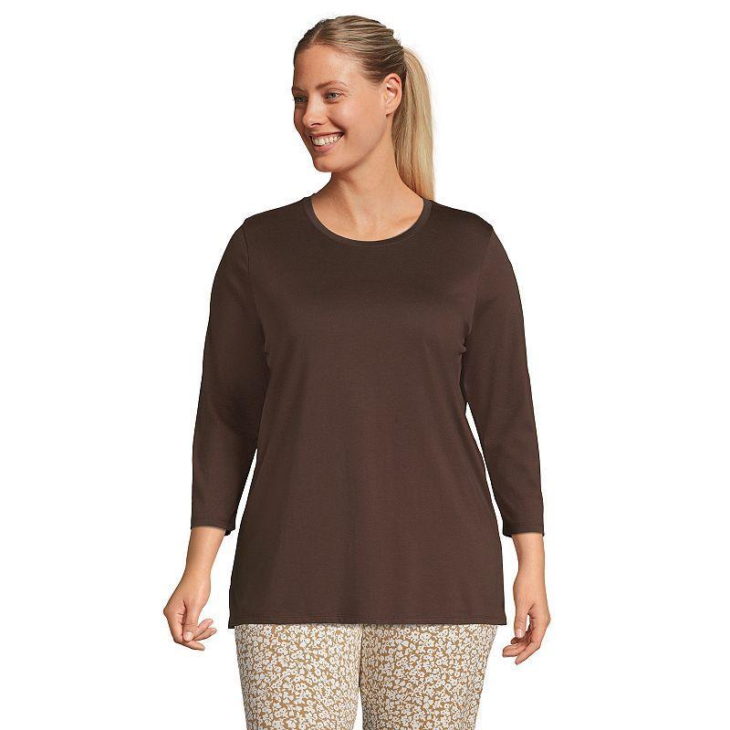 Plus Size Lands End Supima Cotton Relaxed Fit Crewneck Tunic, Womens Radiant Blue Product Image