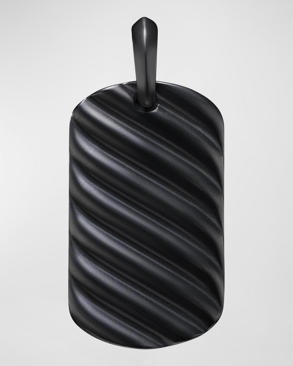 Mens Sculpted Cable Tag in Titanium, 35MM Product Image