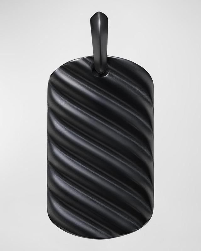 Mens Sculpted Cable Tag Pendant in Black Titanium, 35mm Product Image