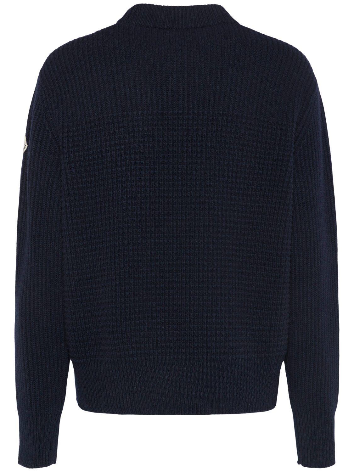 MONCLER Virgin Wool & Cashmere Sweater In Blue Product Image