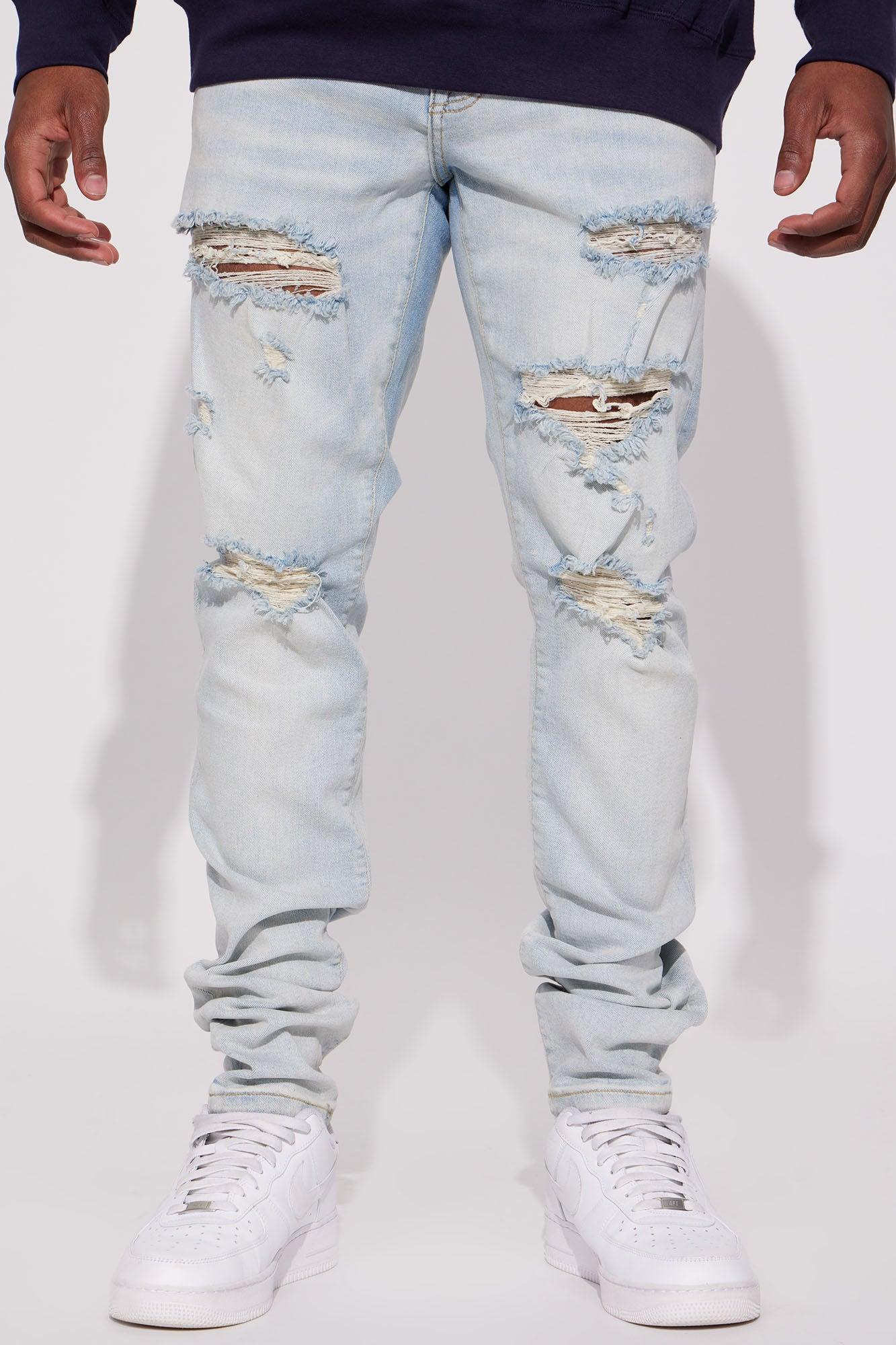 Down Hill Stacked Skinny Jeans - Light Blue Wash Product Image