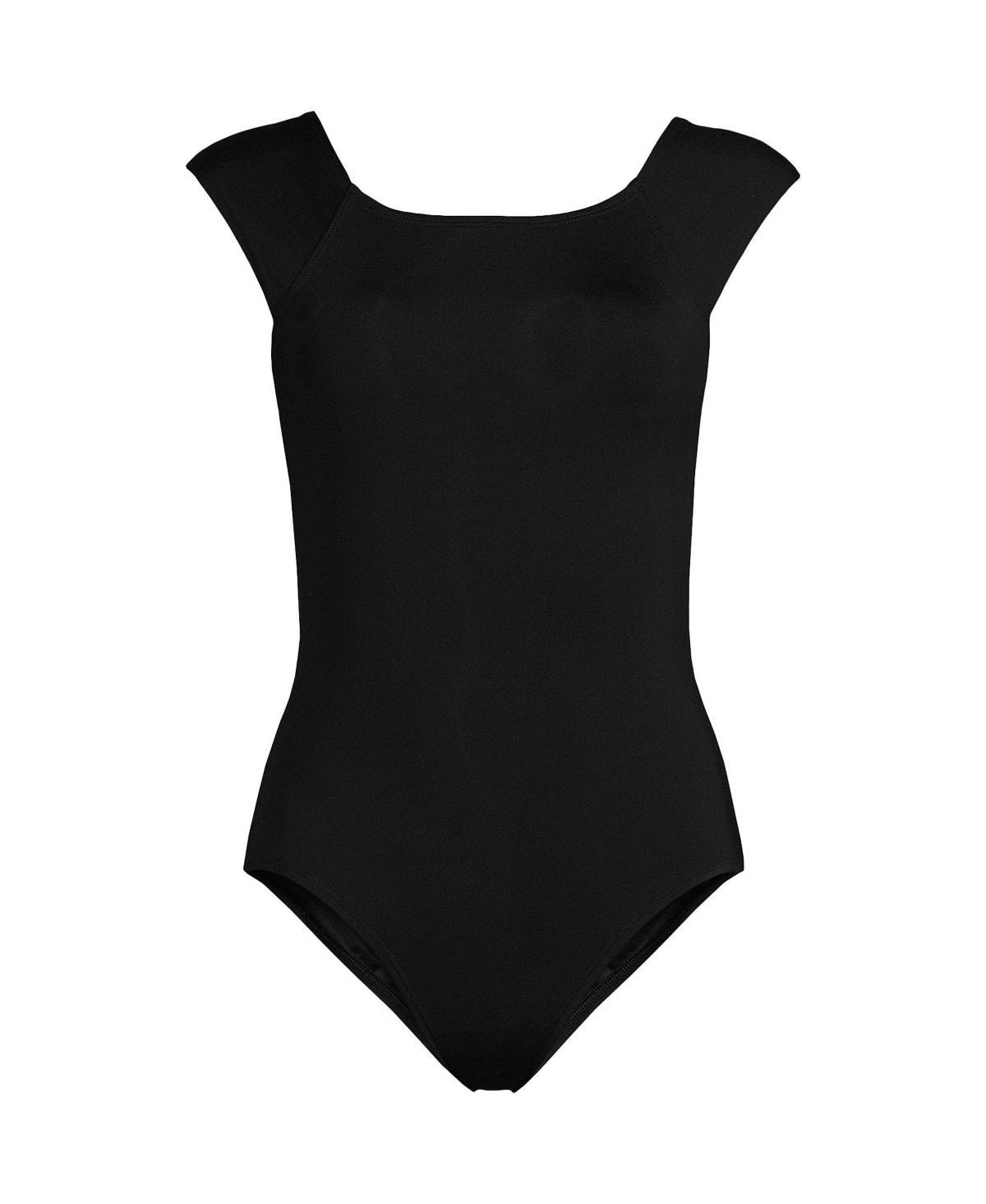 Plus Size Lands End UPF 50 Cap-Sleeve Tummy Control One-Piece Swimsuit, Womens Product Image