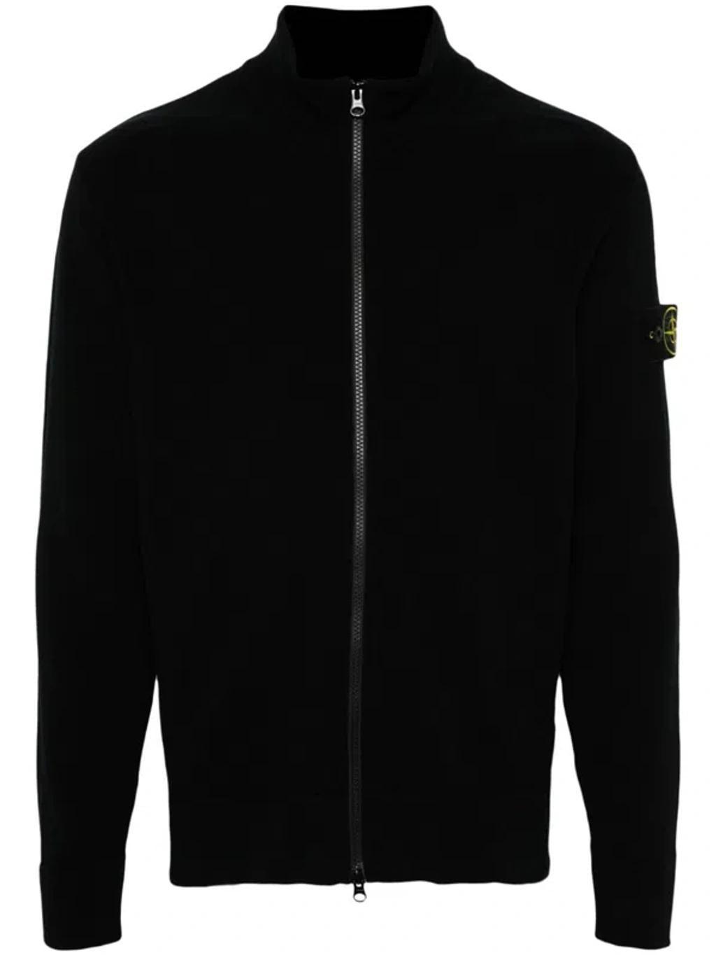 STONE ISLAND Compass-patch Cardigan In V0029 Black Product Image