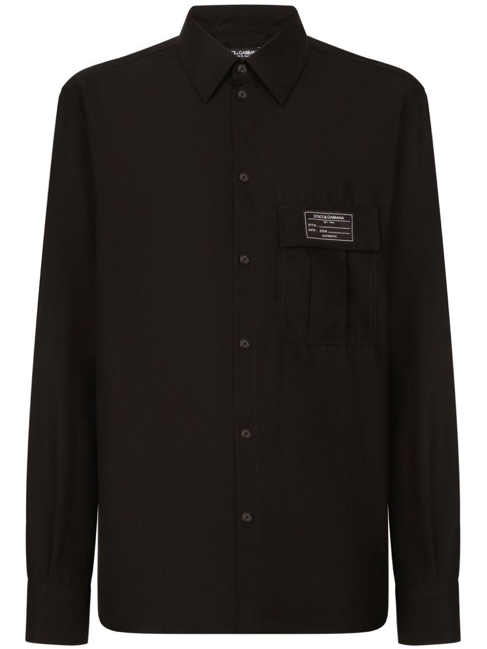 Logo-patch Cotton Shirt In Black Product Image