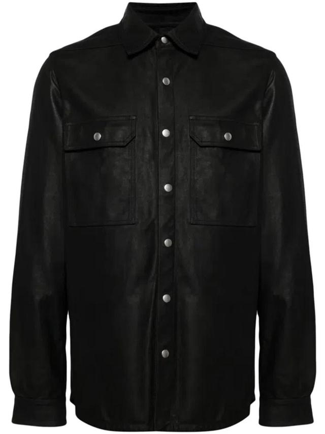 Outershirt Leather Shirt Jacket In Black Product Image