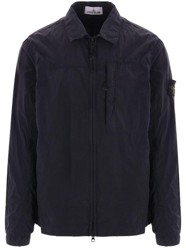 Compass-badge Overshirt In Blue Product Image