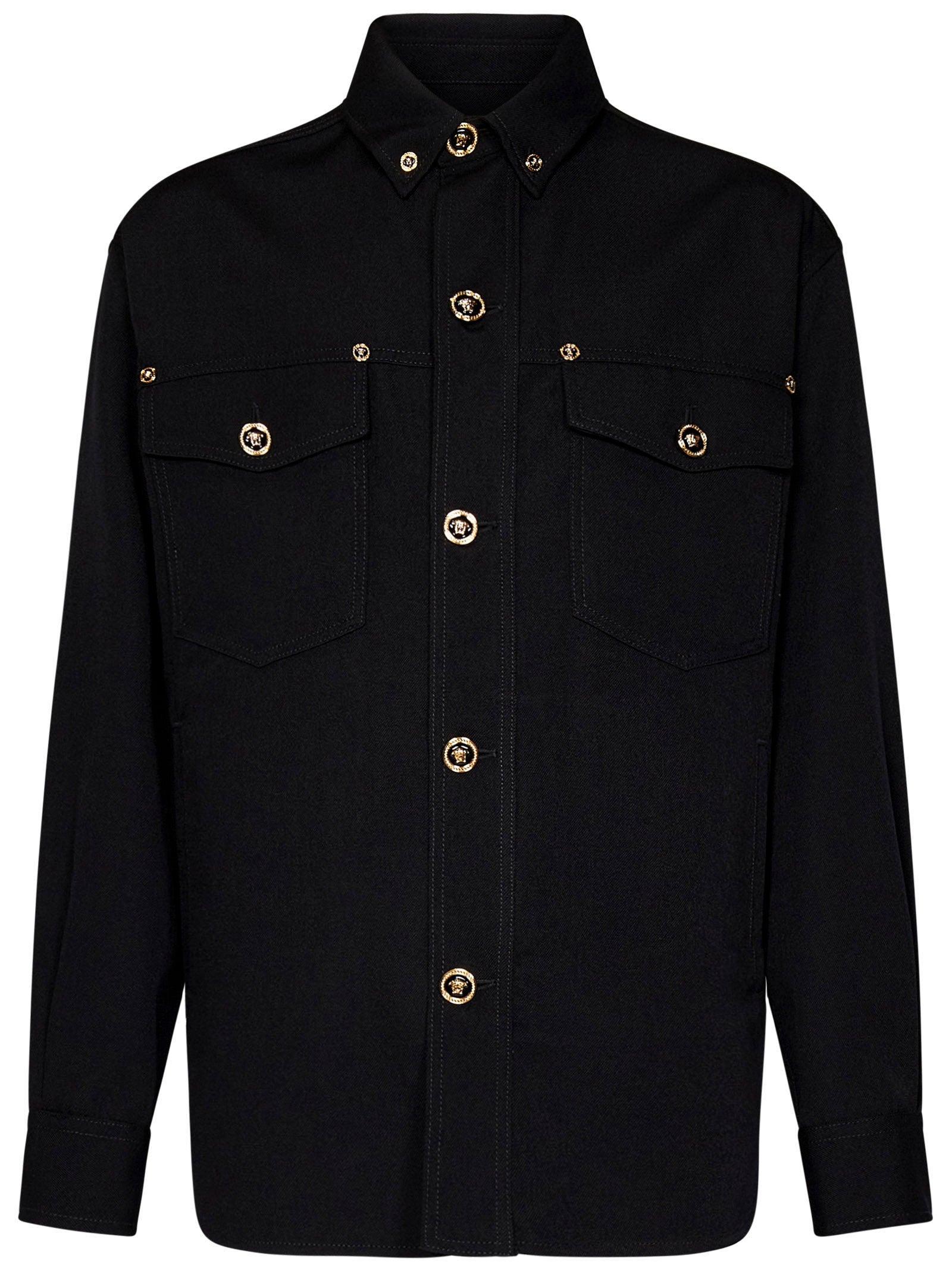 VERSACE Black Gabardine Jacket In ブラック Product Image