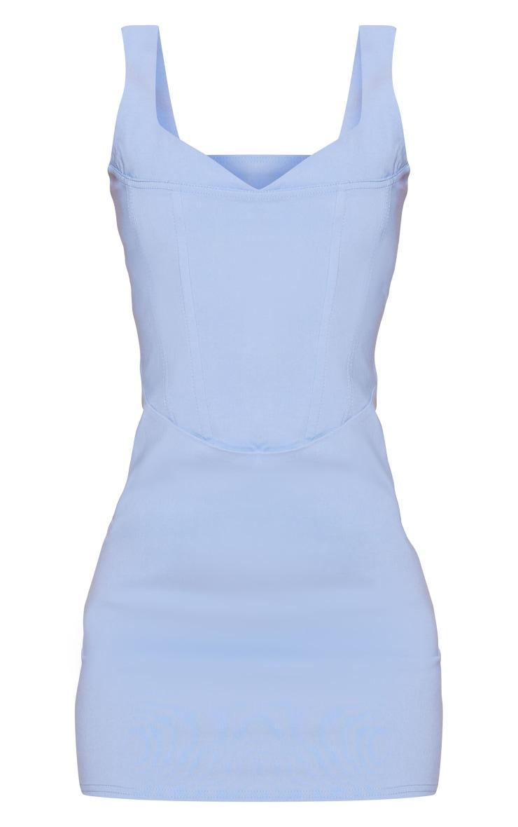 Pale Blue Stretch Woven Cup Detail Thick Strap Mini Dress Product Image