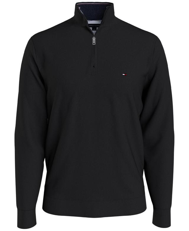 Mens Tommy Hilfiger Logo Quarter-Zip Top Dark Grey Grey Product Image