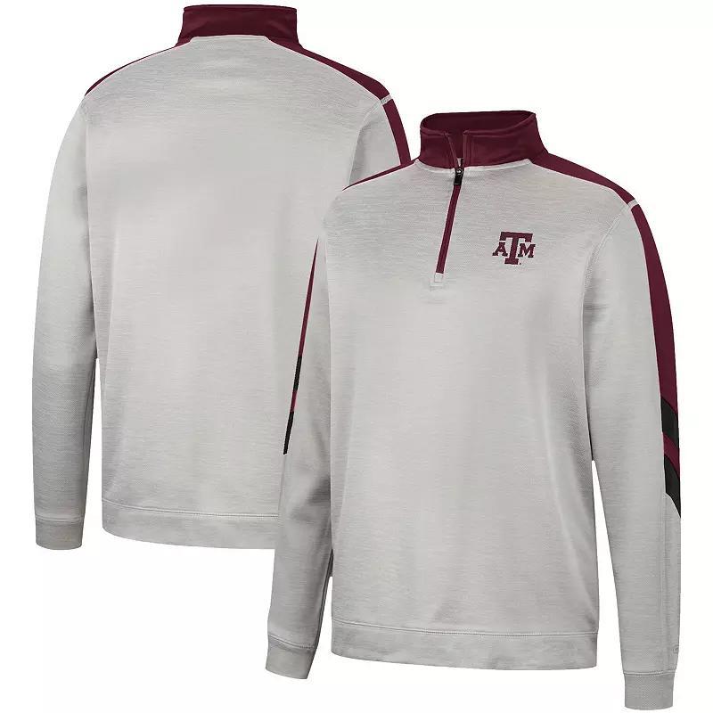 Mens Colosseum Gray/Maroon Texas A&M Aggies Bushwood Fleece Quarter-Zip Jacket Product Image