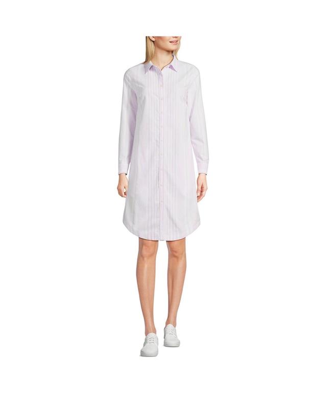 Lands End Womens Oxford Long Sleeve Button Front Shirt Dress Product Image