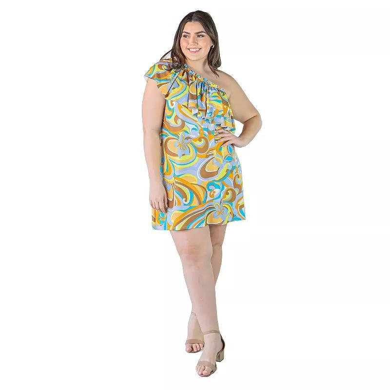 Plus Size 24Seven Comfort Apparel Empire Waist Flowy Knee Length Dress, Womens Product Image