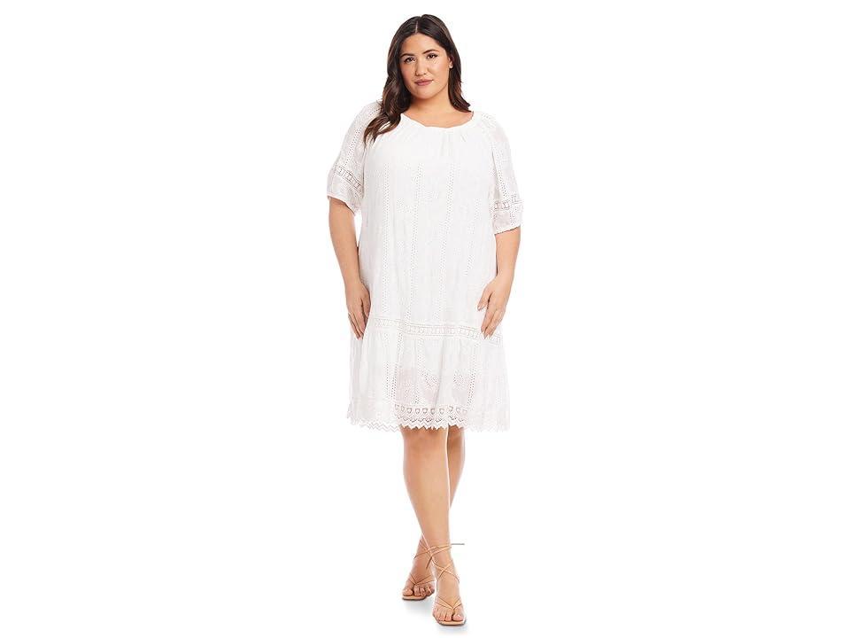 Karen Kane Plus Size Short Sleeve Embroidered Dress (Off Women's Dress Product Image