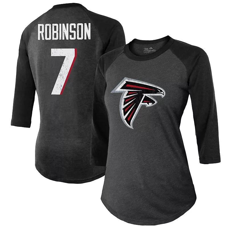 Womens Majestic Threads Bijan Robinson Atlanta Falcons Player Name & Number Tri-Blend 3/4-Sleeve Fitted T-Shirt Product Image