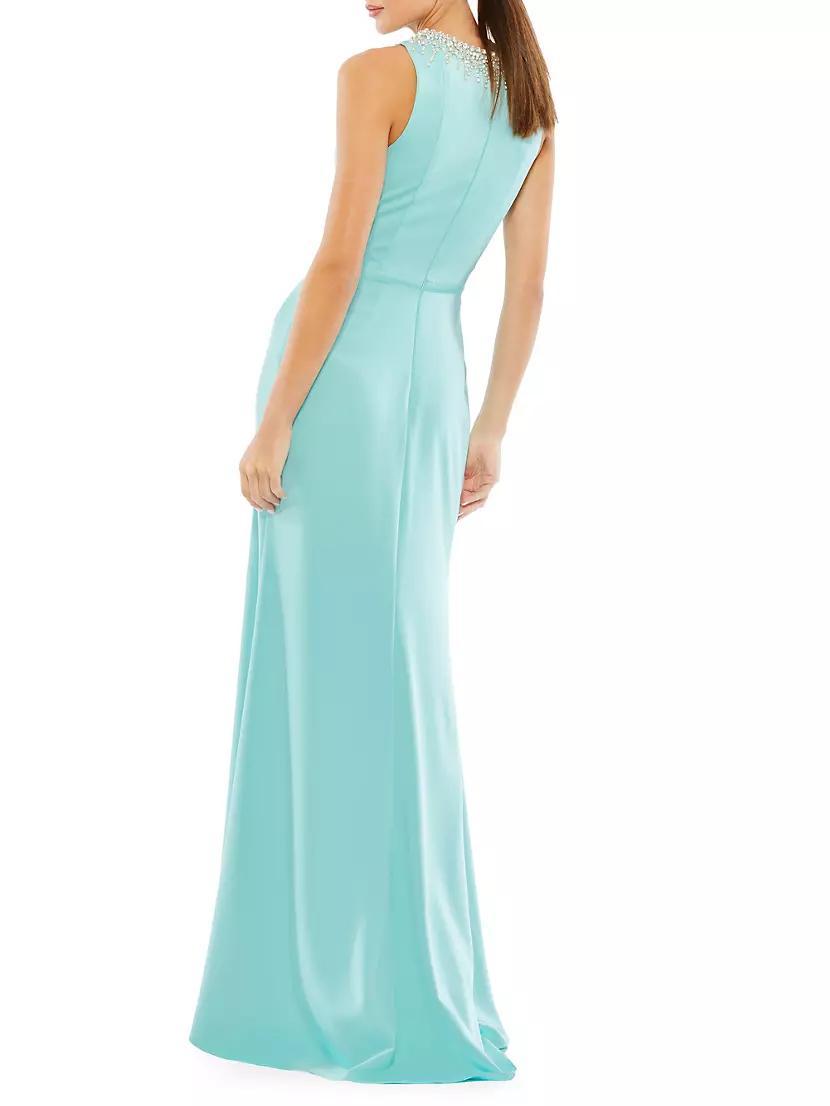 Ieena Beaded-Neck Jersey Gown Product Image