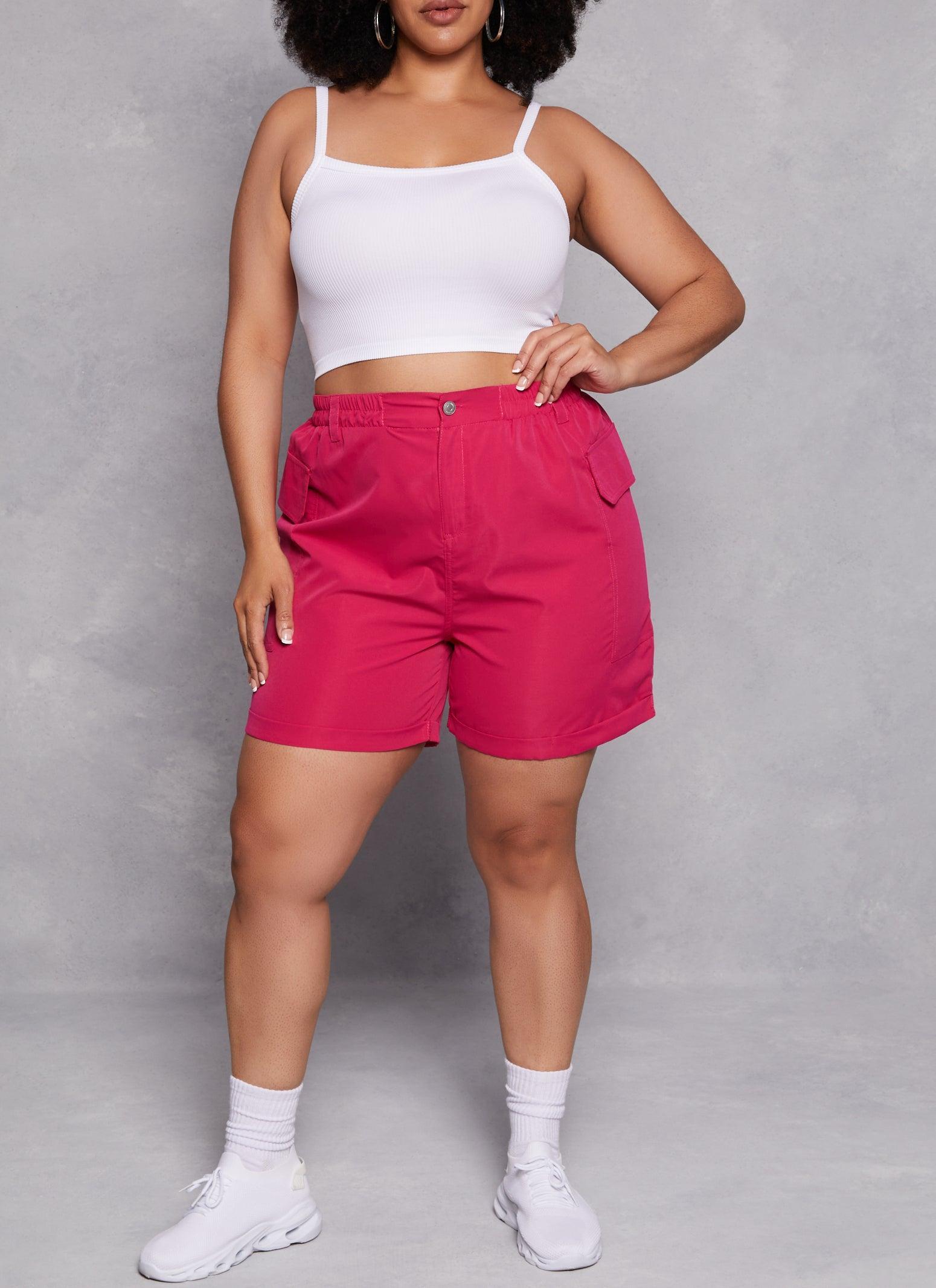 Womens Plus Size High Waisted Cargo Shorts Product Image