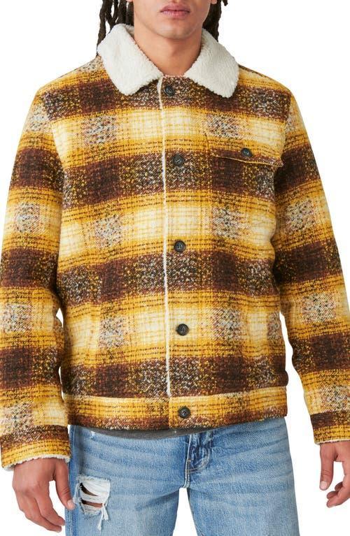 Lucky Brand Plaid Faux Shearling Lined Trucker Jacket Product Image