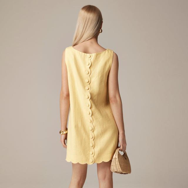 Scalloped-trim shift dress in linen Product Image