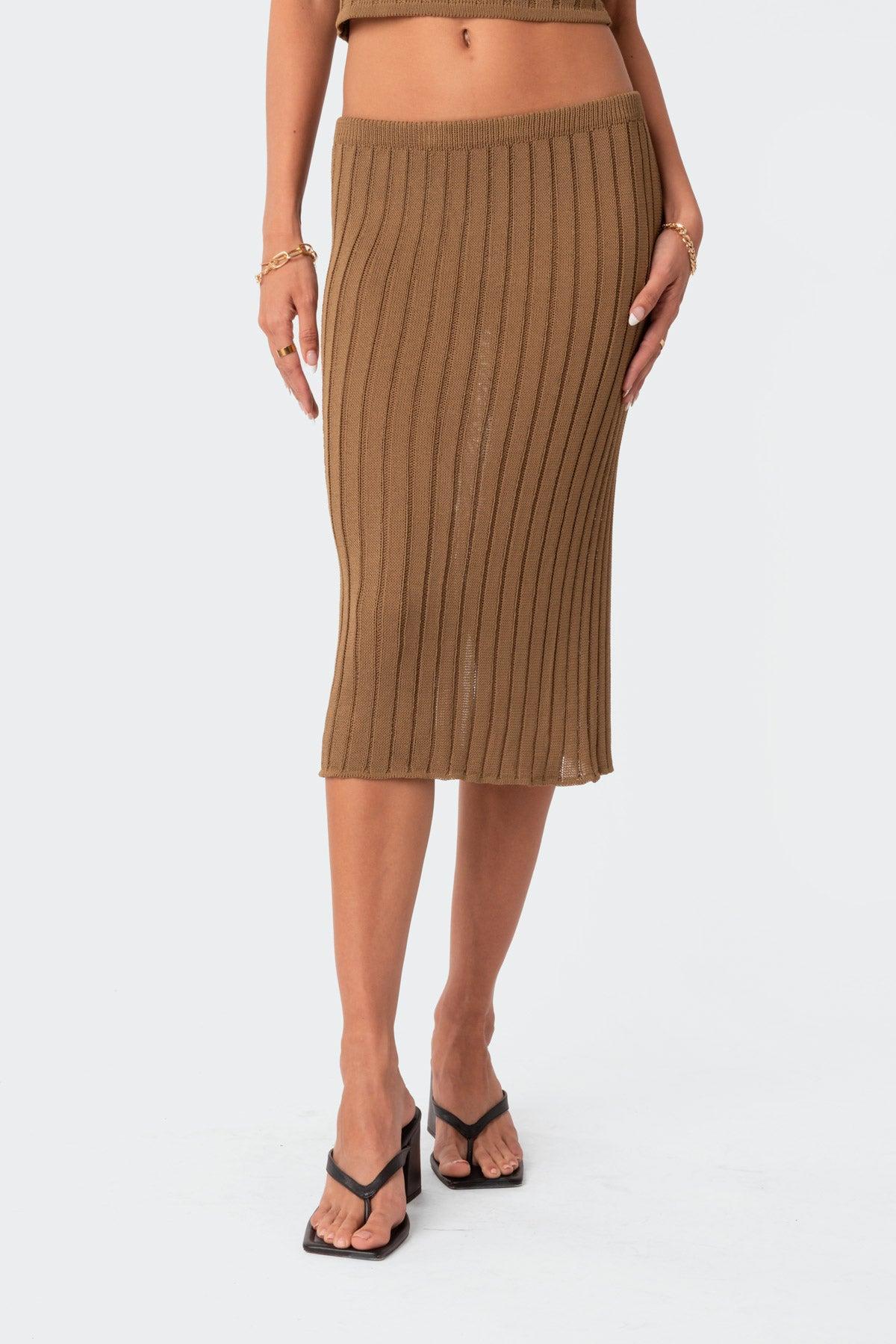 Quynh Slitted Knit Midi Skirt Product Image