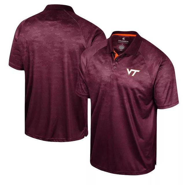 Mens Colosseum Maroon Virginia Tech Hokies Honeycomb Raglan Polo Shirt Product Image