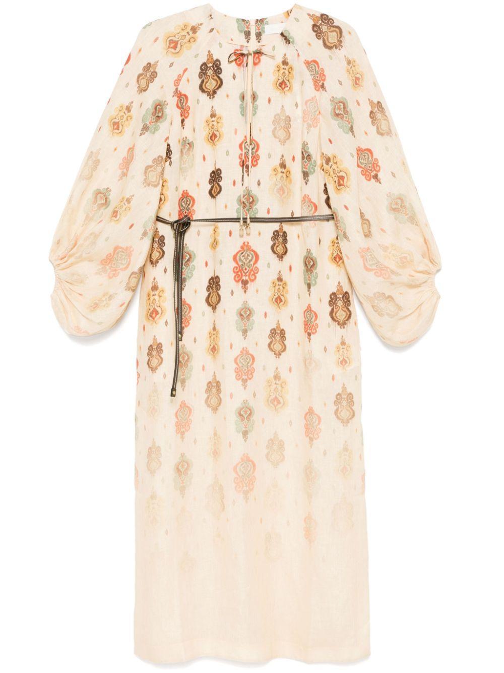 ZIMMERMANN Wylie Midi Dress In Neutrals Product Image