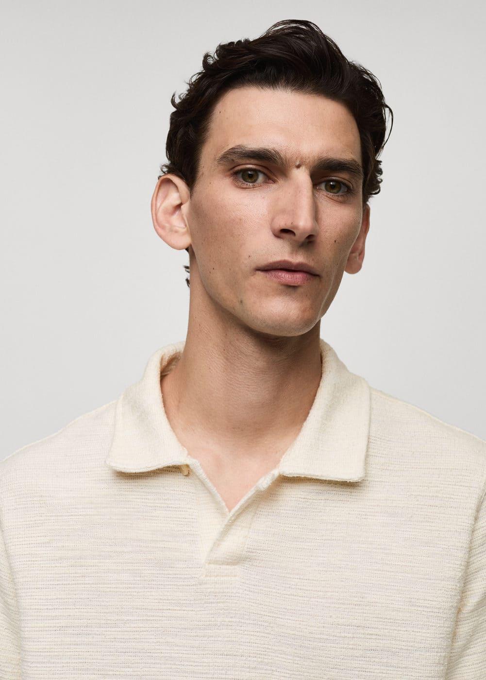 Mango Mens Textured Knit Polo Shirt Product Image