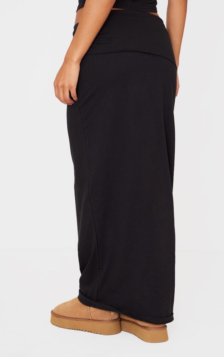 Black Foldover Cotton Maxi Skirt Product Image