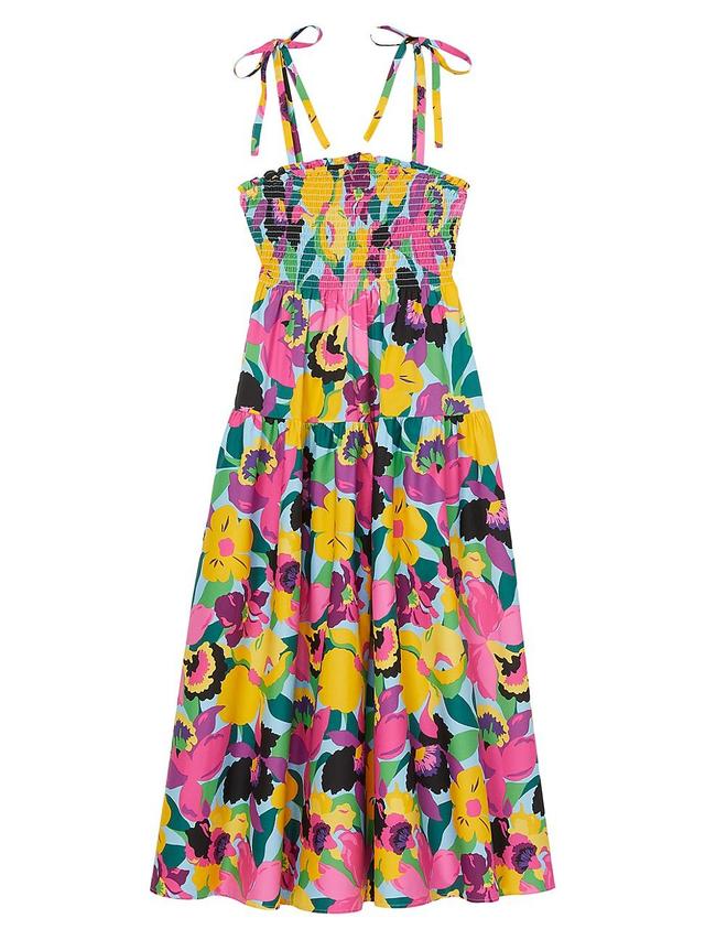 Womens Orchid Bloom Smocked Midi-Dress Product Image