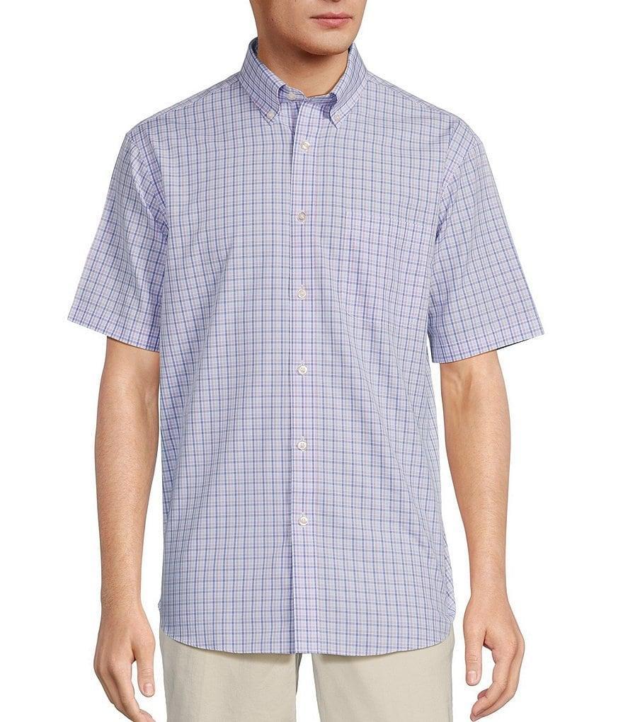 Gold Label Roundtree & Yorke Non-Iron Short Sleeve Small Plaid Poplin Sport Shirt Product Image