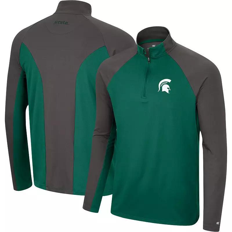 Mens Colosseum Green/Charcoal Baylor Bears Two Yutes Raglan Quarter-Zip Windshirt Product Image