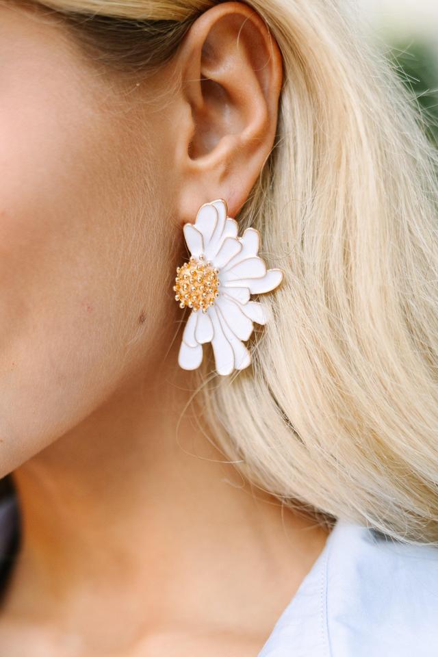 Romantically You White Half Flower Earrings Female Product Image