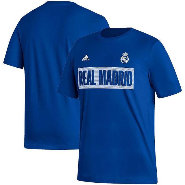 Mens adidas Blue Real Madrid Culture Bar T-Shirt Product Image