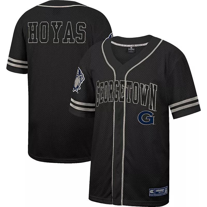 Mens Colosseum Black Georgetown Hoyas Free Spirited Mesh Button-Up Baseball Jersey - Black Product Image