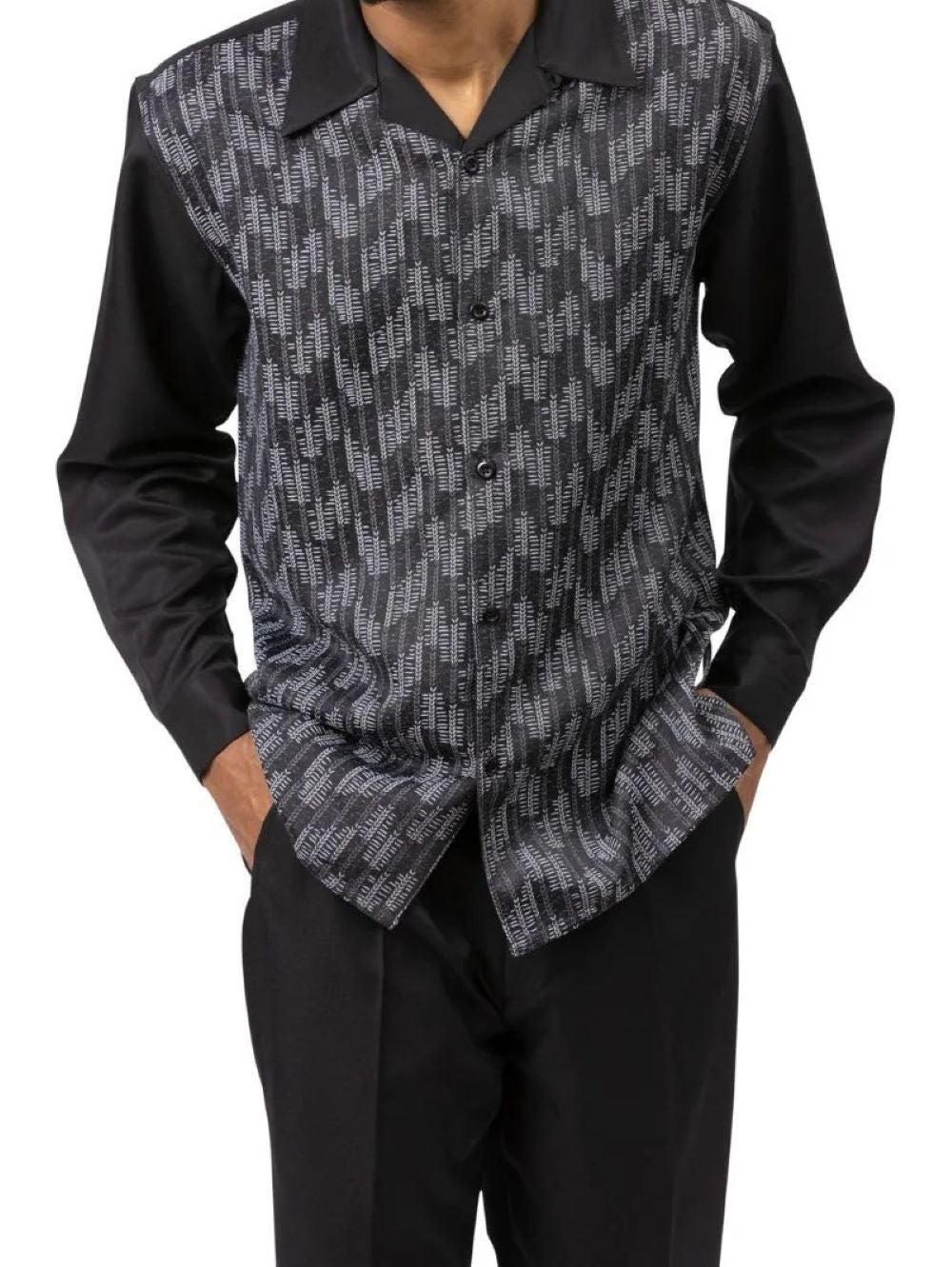 Men's Long Sleeve Walking Suit in Black And White Product Image