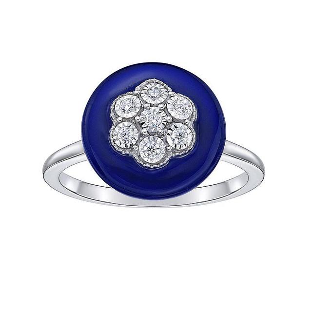 Gemminded Sterling Silver Diamond Accent Blue Ceramic Ring, Womens Product Image