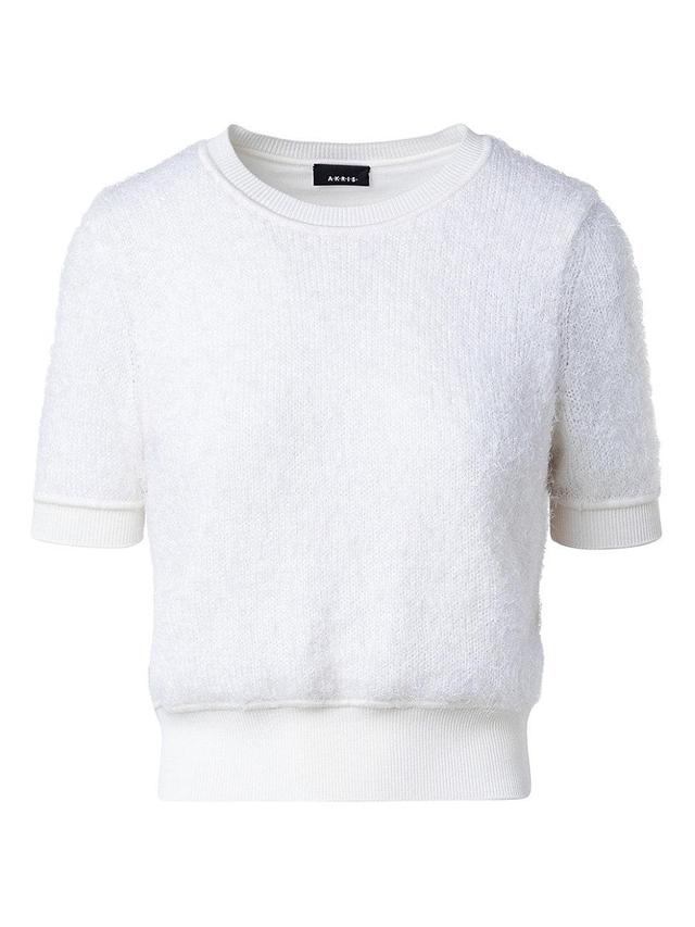 Womens Silk & Cashmere-Blend Short-Sleeve Cropped Sweater Product Image