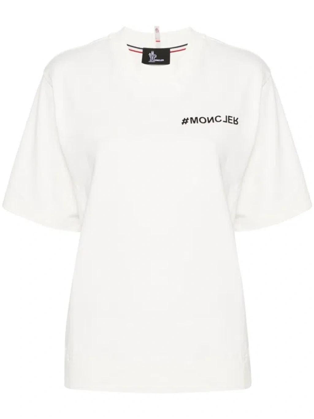 MONCLER Logo Cotton T-shirt In White Product Image